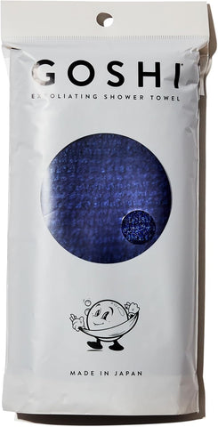 GOSHI Exfoliating Shower Towel - Long Body Scrubber, Blue