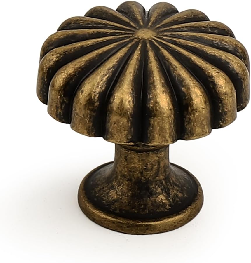 Probrico 20 Pack Antique Brass Cabinet Knobs Vintage Drawer Knobs Zinc Alloy Dresser Knobs for Kitchen Cabinets Dresser Drawers