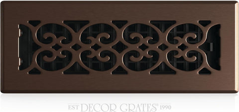 Decor Grates Metal Scroll Decorative Air Vent Cover 3x10 Floor Register – Adjustable Control Lever – AC Floor Vent Covers for Home Floor Vents – Fits 3 x 10 Inch Opening – Rubbed Bronze (SPH310-RB)