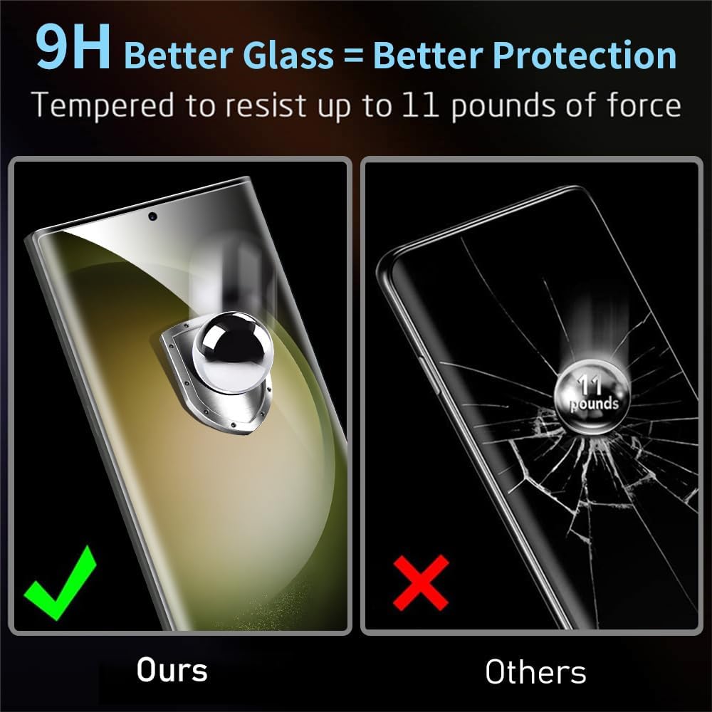 Samcorn 3 Pack Galaxy S23 Ultra Screen Protector, HD Clear Tempered Glass, Fingerprint Unlock, 3D Curved, Scratch Resistant, No Bubble for Samsung Galaxy S23 Ultra 5G Glass Screen Protector