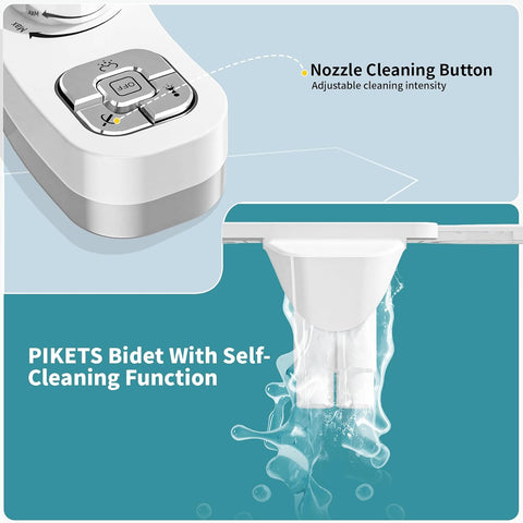 Bidet Attachment for Toilet, Dual Nozzle (Frontal and Rear Wash) Non-Electric Fresh Water Toilet Seat Attachment with Nozzle Self Cleaning, Adjustable Water Pressure(Chrome Silver)
