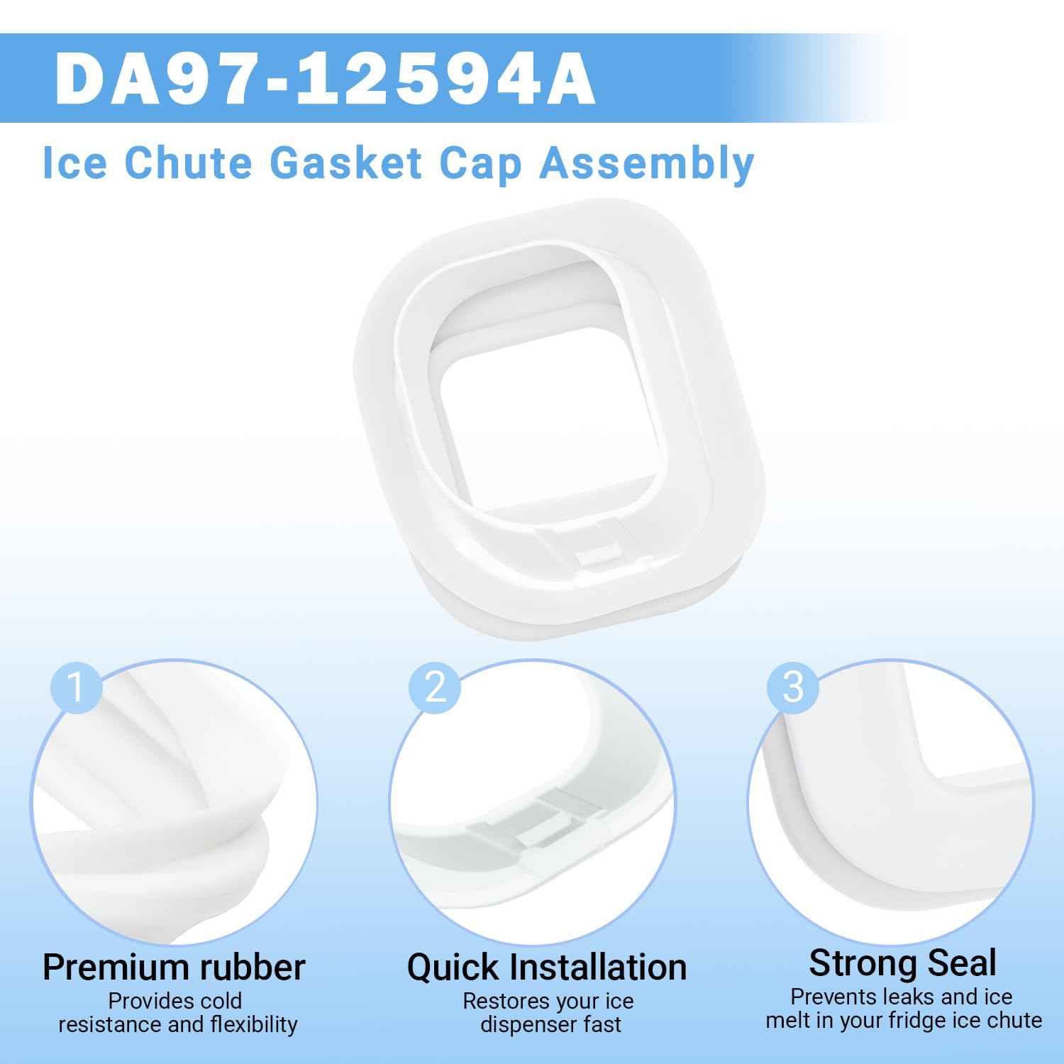 DA97-12594A Ice Chute Gasket Cap Replacement for Samsung Refrigerator - Compatible with RF28HMEDBSR RF28JBEDBSR Models - Durable Ice Maker Gasket