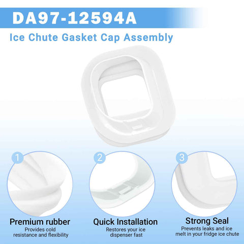 DA97-12594A Ice Chute Gasket Cap Replacement for Samsung Refrigerator - Compatible with RF28HMEDBSR RF28JBEDBSR Models - Durable Ice Maker Gasket