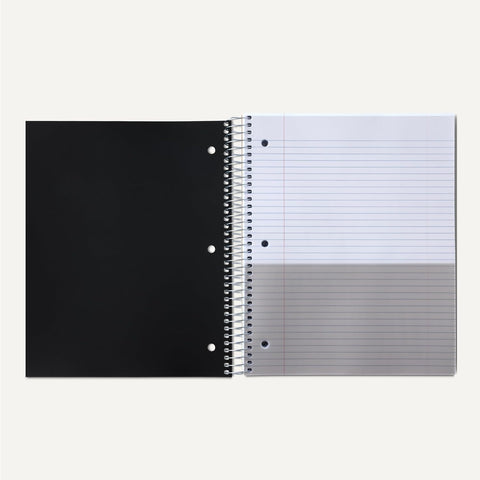 Amazon Basics College Ruled 5-Subject Spiral Notebook, 200 Sheets, 9" x 11", Black
