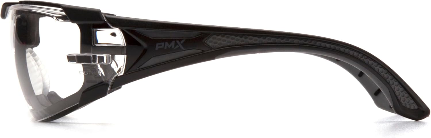 Pyramex Endeavor Plus Safety Glass Black/Gray Frame With Foam Padding Clear H2MAX Anti-fog Lens
