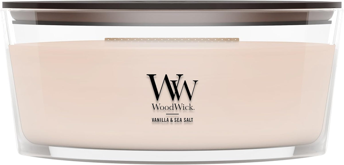 WoodWick Vanilla & Sea Salt Scented Candle, Crackling Wick, 16oz
