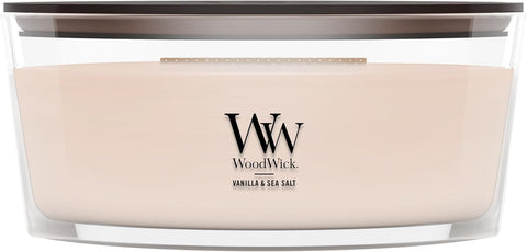 WoodWick Vanilla & Sea Salt Scented Candle, Crackling Wick, 16oz