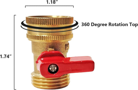 HQMPC Heavy Duty Brass Shut Off Valve Big Flow,Garden Hose Shut Off Valve For Garden Lawn Irrigatiion Garden Hose Connector Big Handle Easy Turn On Off (2PCS) +4 Extra Pressure Washers
