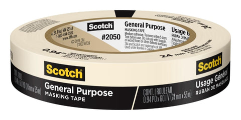 3M 36-Rolls of .94” x 60 yds 2050-24AP Scotch Greener Tan General Purpose Masking Tape