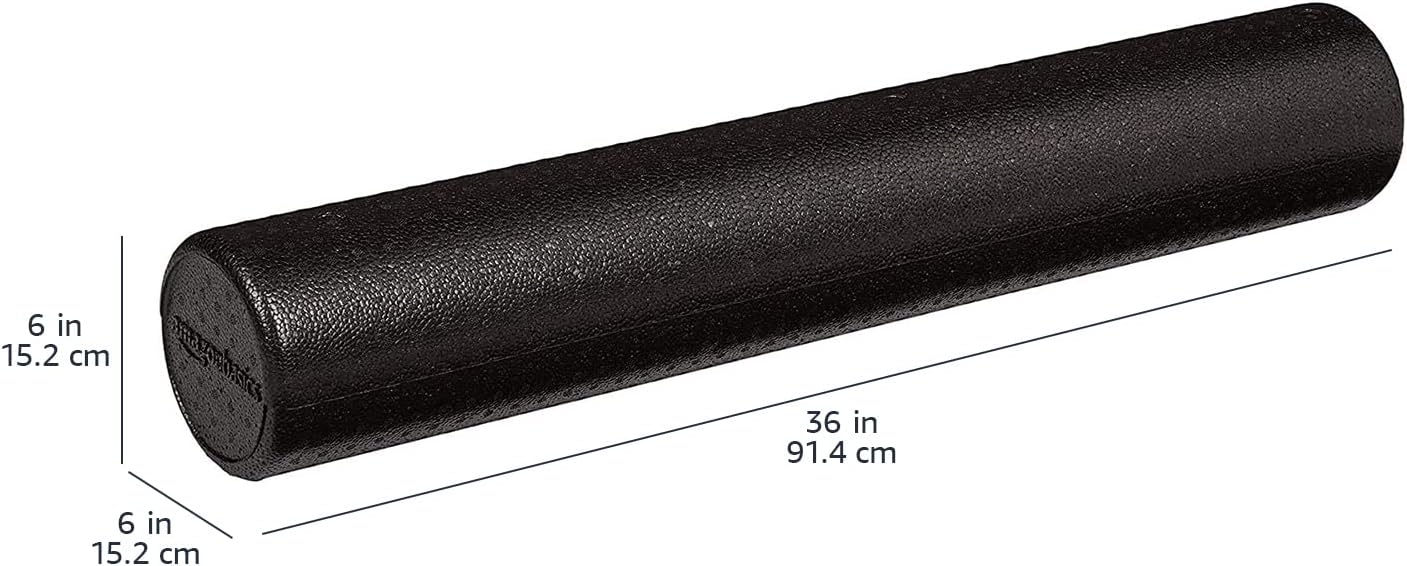 Amazon Basics High-Density Foam Roller for Exercise, Stretching and Muscle Recovery, 36 Inches, Black