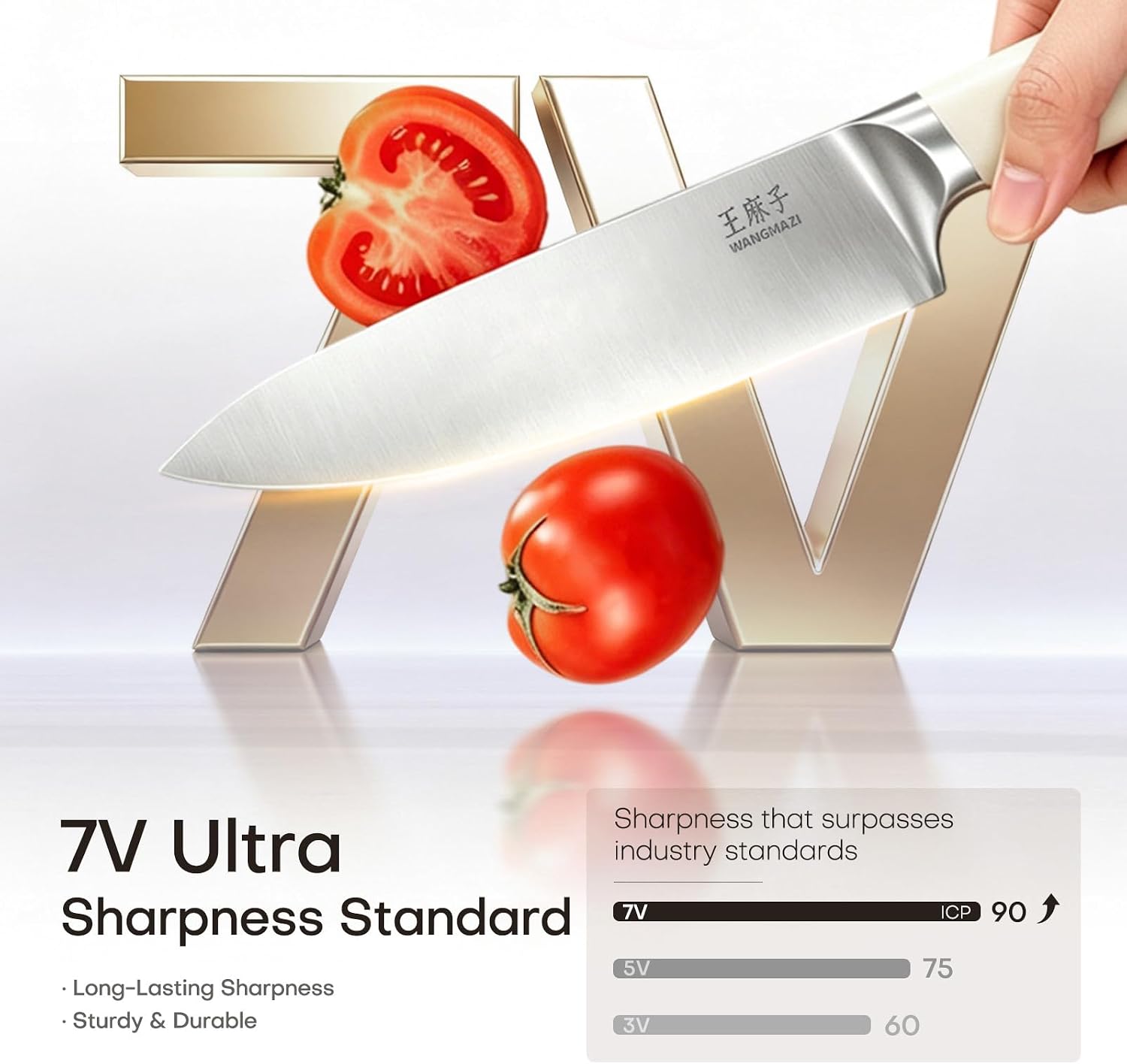 WANGMAZI Knife Set, 15 Pcs Knife Block Set with Built-in Sharpener, High Carbon Stainless Steel Kitchen Knives, Japanese Stainless Steel Knives, Home Essentials Perfect for Gifts, Natural Pro