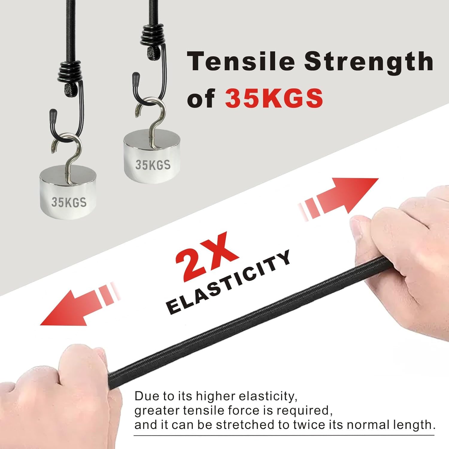 BEXSLE Bungee Cords with Hooks, Heavy Duty Outdoor Elastic Bungee Straps，No Odour Industrial Grade Bungee Rope for Securing Tarps, Luggage, Tents, Bikes or Garden Tidying 24inch 4Pcs (Black)