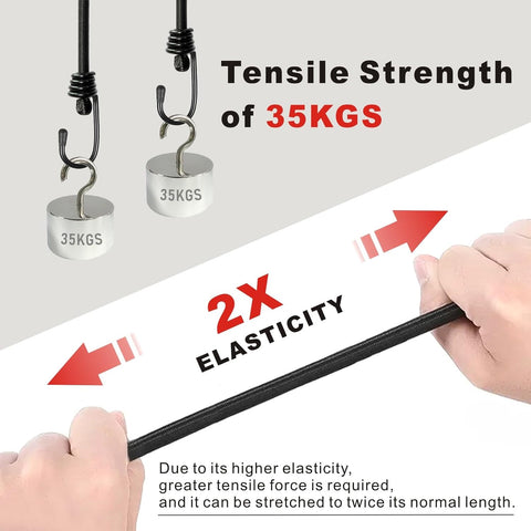 BEXSLE Bungee Cords with Hooks, Heavy Duty Outdoor Elastic Bungee Straps，No Odour Industrial Grade Bungee Rope for Securing Tarps, Luggage, Tents, Bikes or Garden Tidying 24inch 4Pcs (Black)