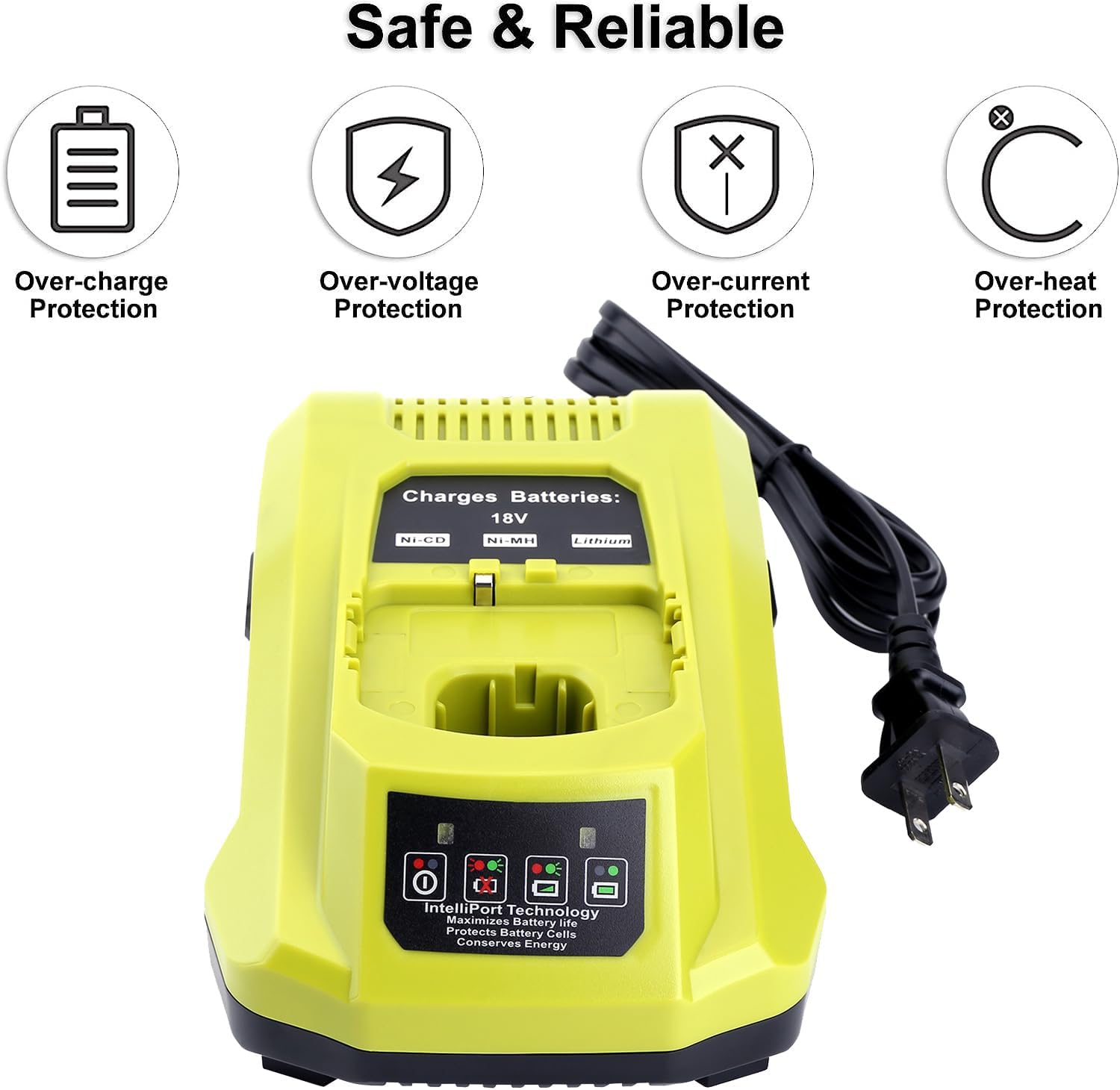 18-Volt P117 Rapid Charger Replace for Ryobi 12V-18V Battery One+ Lithium-Ion/NiCad/NiMh Battery P102 P108 P189 P197 P103 P105 P107 P190 P191 PBP002 PBP005