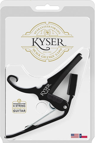 Kyser Quick-Change Guitar Capo for 6-string acoustic guitars, Black, KG6BA