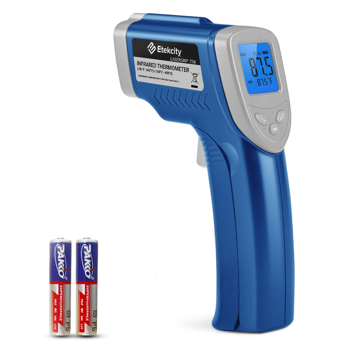 Etekcity Infrared Thermometer Upgrade 774, Heat Temperature Temp Gun for Cooking, Laser IR Surface Tool for Pizza, Griddle, Grill, HVAC, Engine, Accessories, -58°F to 842°F, Blue