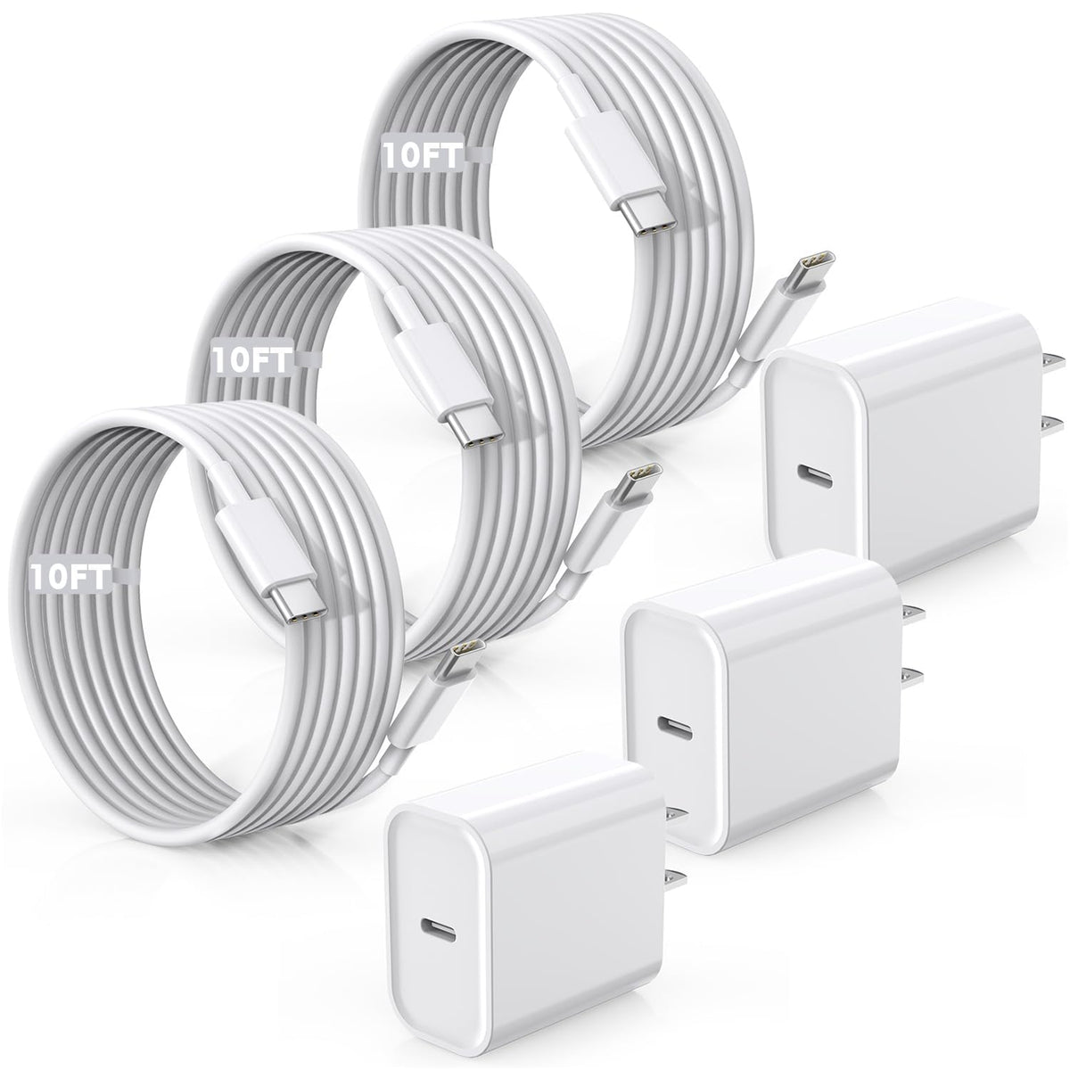 Fast Charger for iPhone 17/16/15 Charger,10FT Extra Long Fast Charging 3Pack Block USB-C to USB C Fast Charging Cable Cord for iPhone Air/17 Pro Max/iPhone 16 Pro/16 Plus/15 Pro Max,iPad Pro/Air/Mini