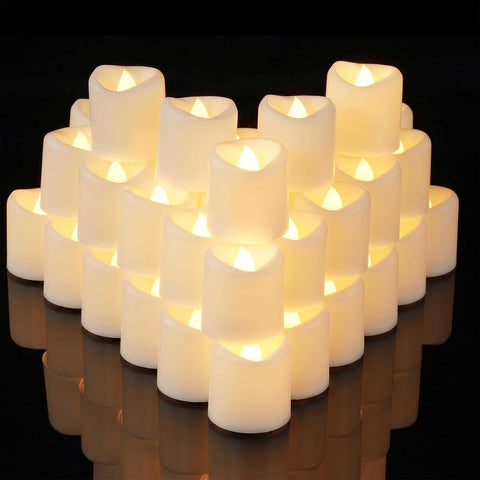 White LED Flameless Votive Tealight Candles, Warm White, 1.5"x1.6", 24 Pack