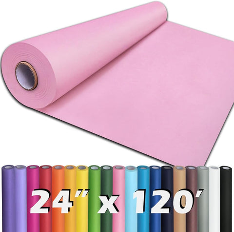 PerkHomy 24" x 1,440" (120') Light Pink Kraft Paper Roll for Craft Bulletin Board Paper Art Table Covering Crafting Gift Wrapping Bouquet Packing Parcel 80GSM 55LB (Light Pink, 24" x 120')