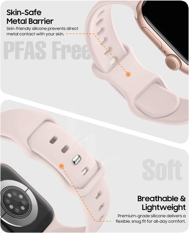 TreasureMax Sport Band Compatible with Apple Watch Bands 38mm 40mm 41mm 42/44mm 45mm 46mm 49mm, Soft Silicone Strap Compatible for Apple Watch Ultra 3 Series 11 10 9 SE/SE2 8 7 6 5 4 3 Men Women Lotus Pink