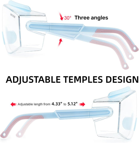 UKNOW Safety Goggles Over Glasses, Anti Fog Safety Glasses with Clear Wraparound Lens, ANSI Z87.1 Protective Eyewear