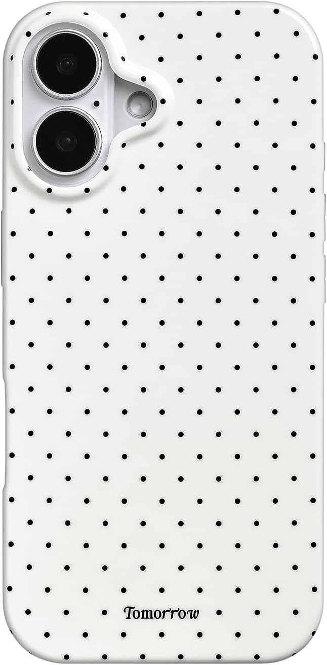 inewateri for iPhone 17 Case Cute Polka Dot Aesthetics Soft TPU Case-White