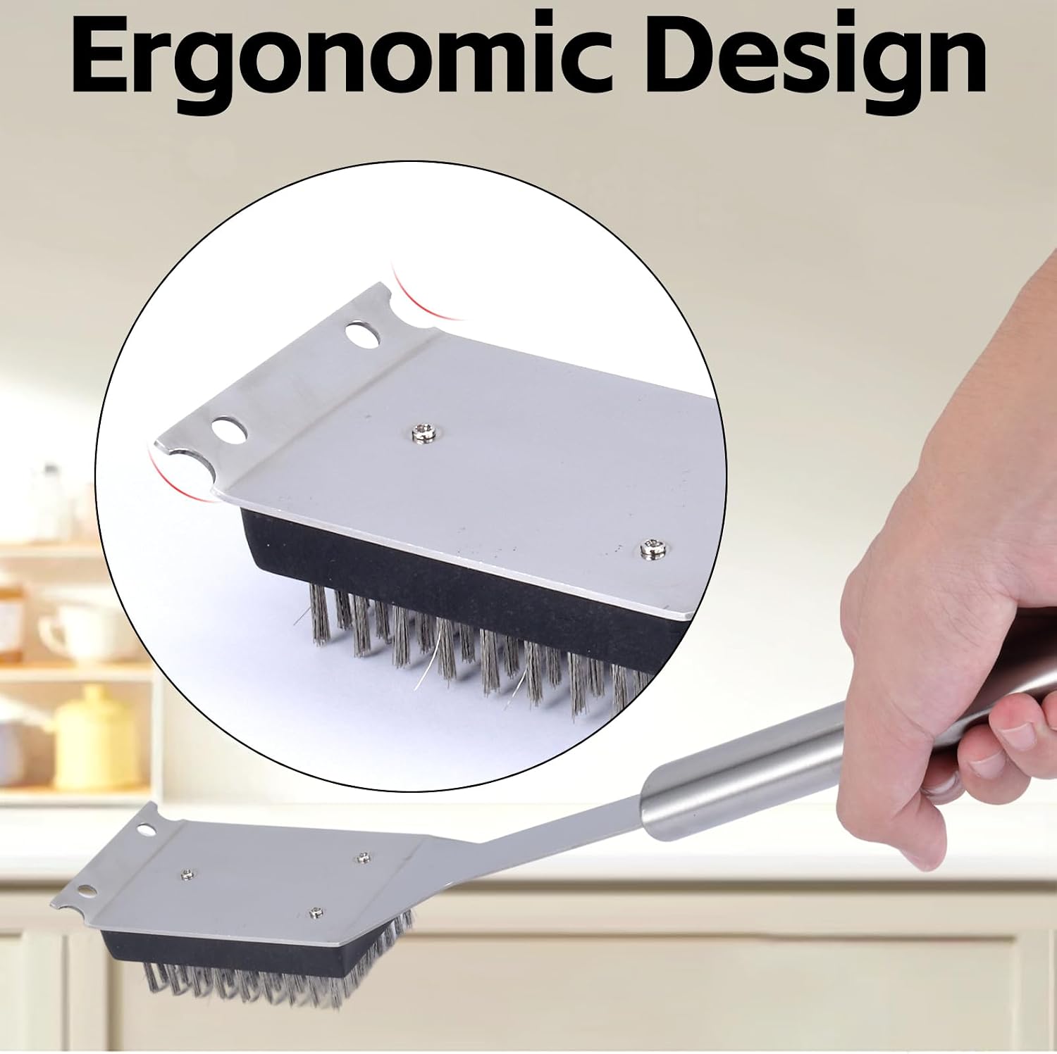 2 Pack Grill Brush and Scraper, 16.5” & 14” Wire BBQ Grill Brush