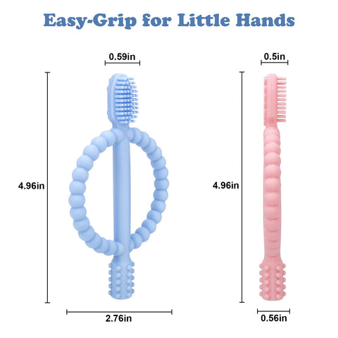 MISSLILI Baby Teething Toys with Easy-Hold Handle, Infant Toothbrush