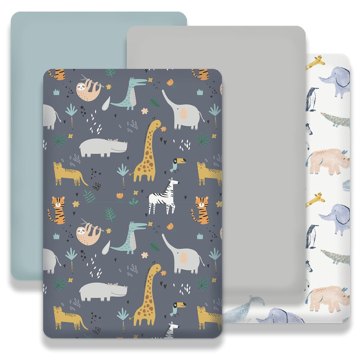 Plushii 4PK Mini Crib Sheets,Pack and Play Sheet for Baby Boys,Fauna