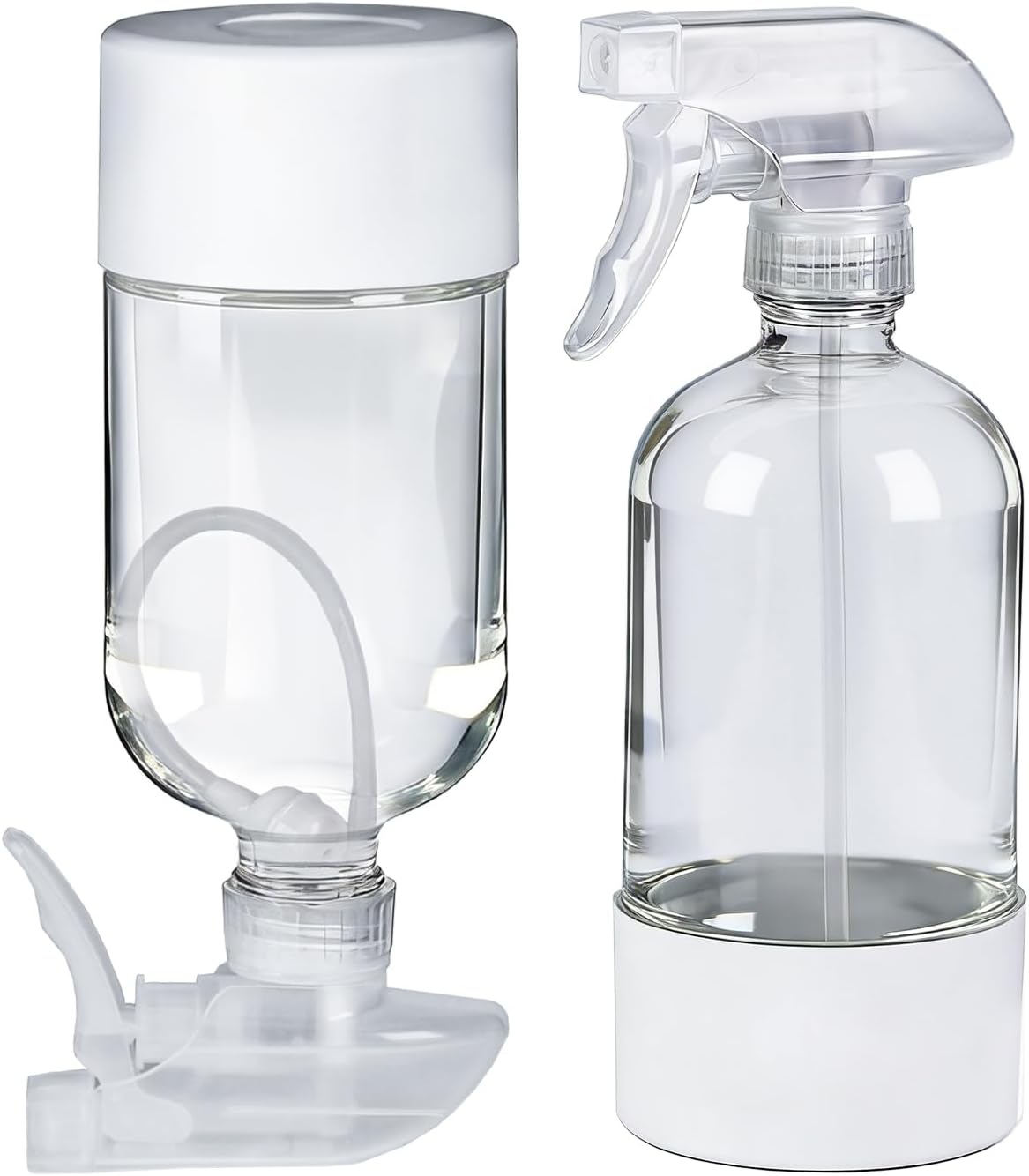 2 Pack 360° Glass Spray Bottles with Silicone Sleeve White