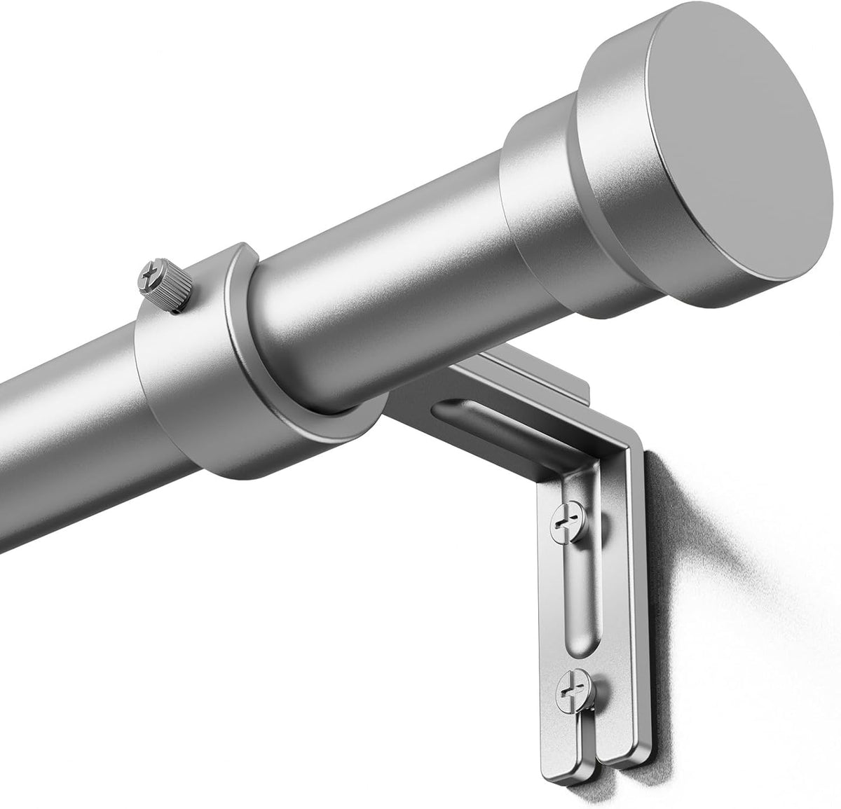 YaFex Curtain Rods 32-84 Inch, Heavy Duty 1 Inch Adjustable Curtain Rod for Windows, Silver Long Window Treatment Rods, Modern Design, Easy Installation