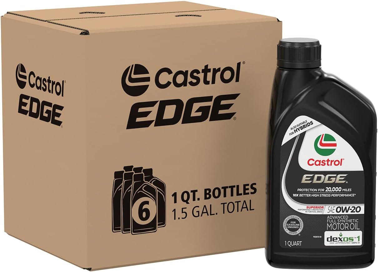 Castrol EDGE 0W-20 Advanced Full Synthetic Motor Oil, 1 Quart, Pack of 6