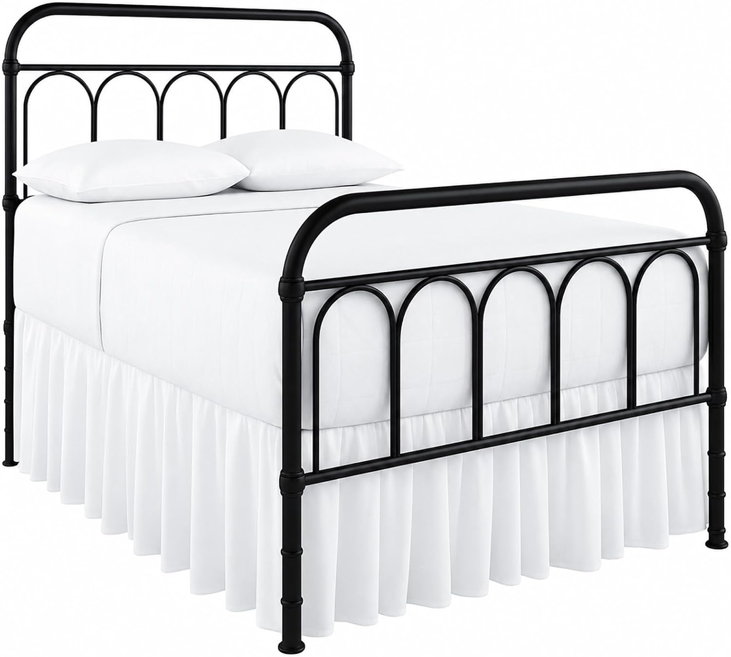 Ruffled Bed Skirt Twin 21-Inch Drop with Split Corners, White
