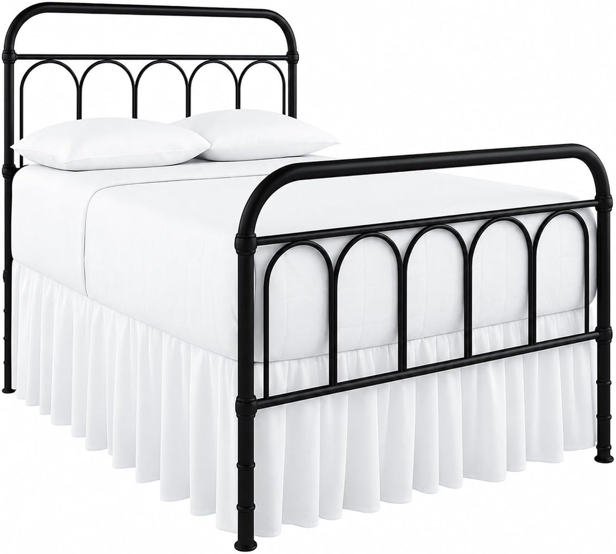 Ruffled Bed Skirt Twin 21-Inch Drop with Split Corners, White