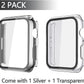 Misxi 2 Pack Hard PC Case with Tempered Glass Screen Protector Compatible with Apple Watch Series 9 (2023) Series 8 Series 7 45mm, Ultra-Thin Cover for iWatch S9/S8/S7, 1 Silver + 1 Transparent