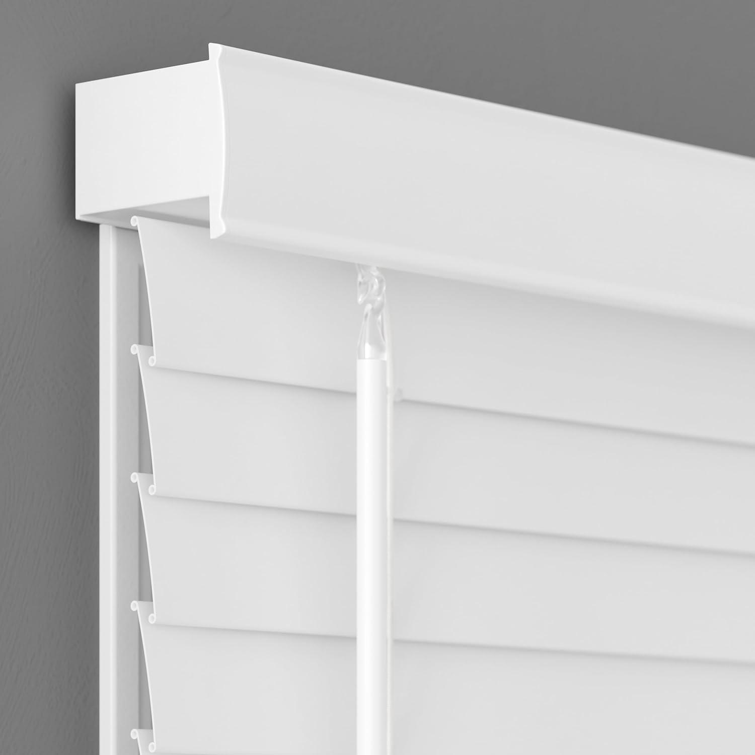 Lumino 2" Flat Slat Faux Wood Blinds, 35" W x 72" L White
