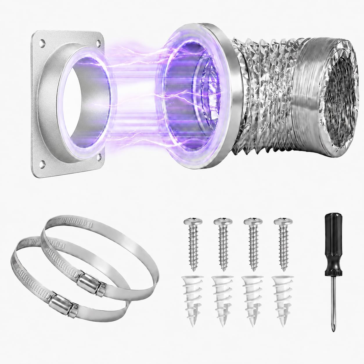 Magnetic Dryer Vent Connector Kit, Upgraded Hold, 4-Inch, 3.3FT Hose