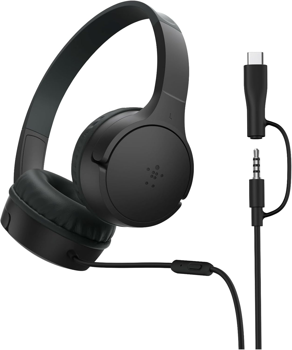 Belkin SoundForm Mini Wired Kids Headphones, On Ear, USB C to 3.5mm Adapter