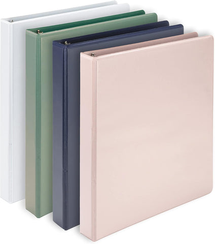 Samsill Plant Based Durable D-Ring Binders – 1 Inch 3 Ring Binder with 225 Sheet Capacity, Eco Friendly School and Office Supplies (4-Pack, Boho)