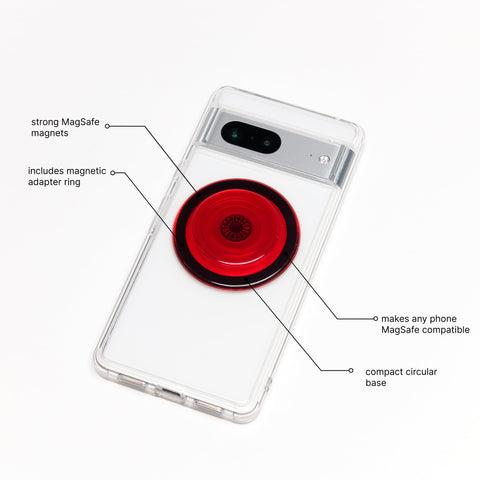 PopSockets Phone Grip Compatible with MagSafe, Adapter Ring for MagSafe Included, Phone Holder, Wireless Charging Compatible - Danger Red Translucent