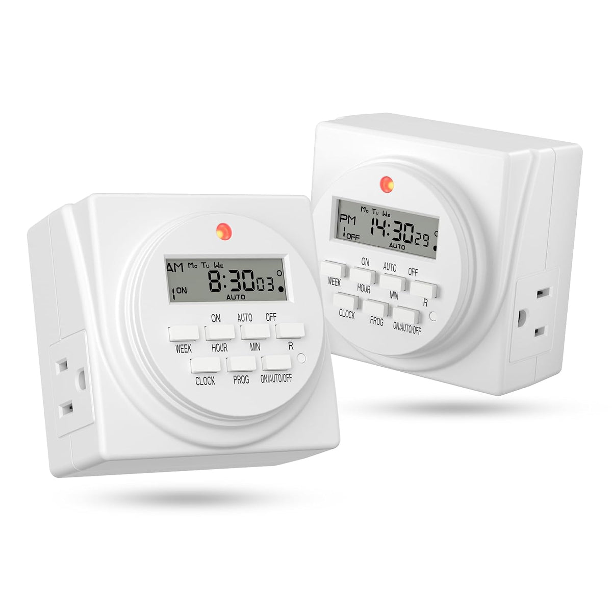 BN-LINK Indoor 7-Day Programmable Digital Timer Outlet, 2 Outlets, 2 Pack