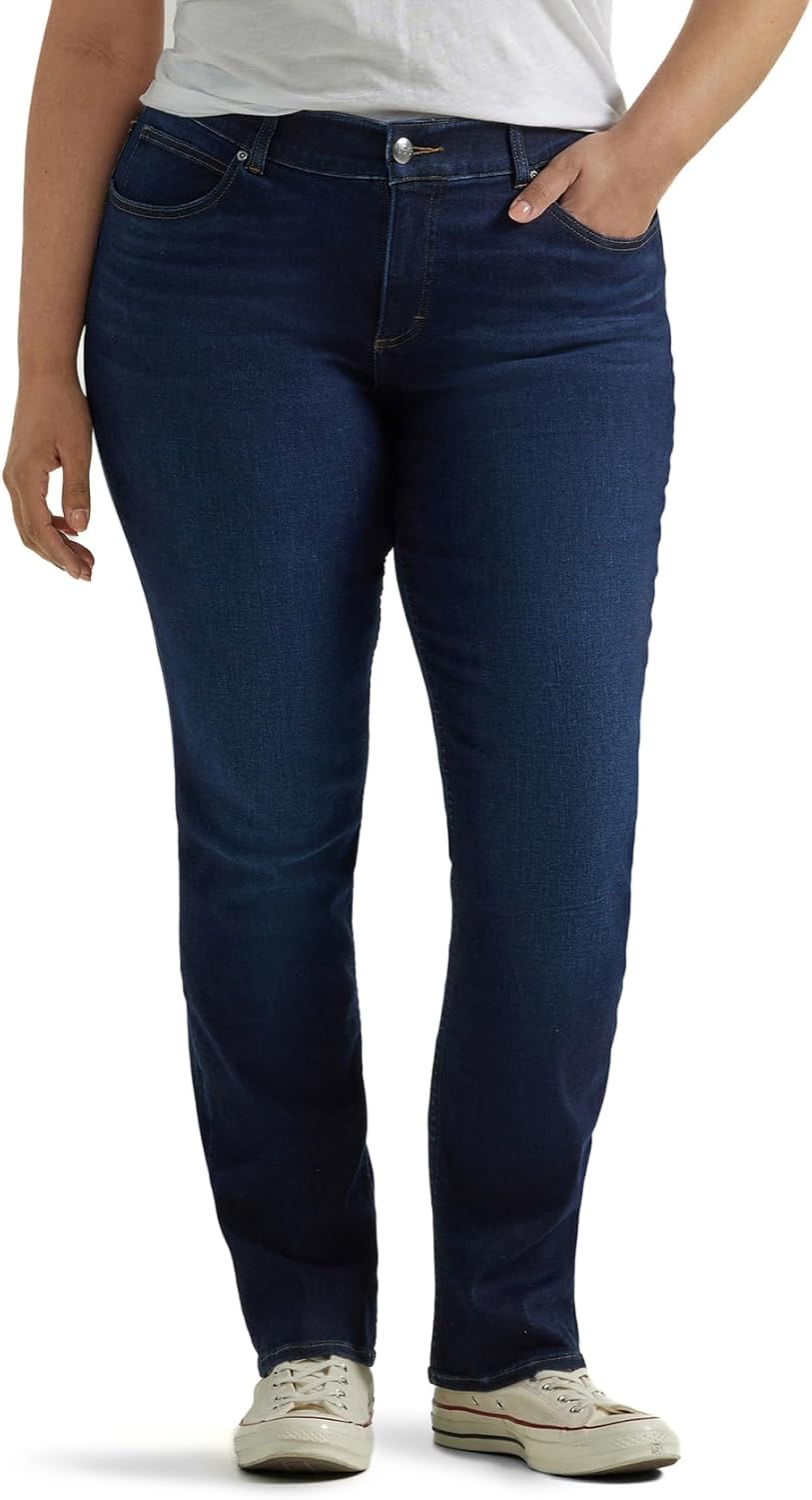 Lee Women's Plus Size Ultra Lux Comfort With Flex Motion Straight Leg Jeans