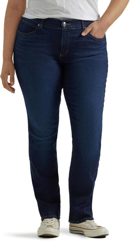 Lee Women's Plus Size Ultra Lux Comfort With Flex Motion Straight Leg Jeans