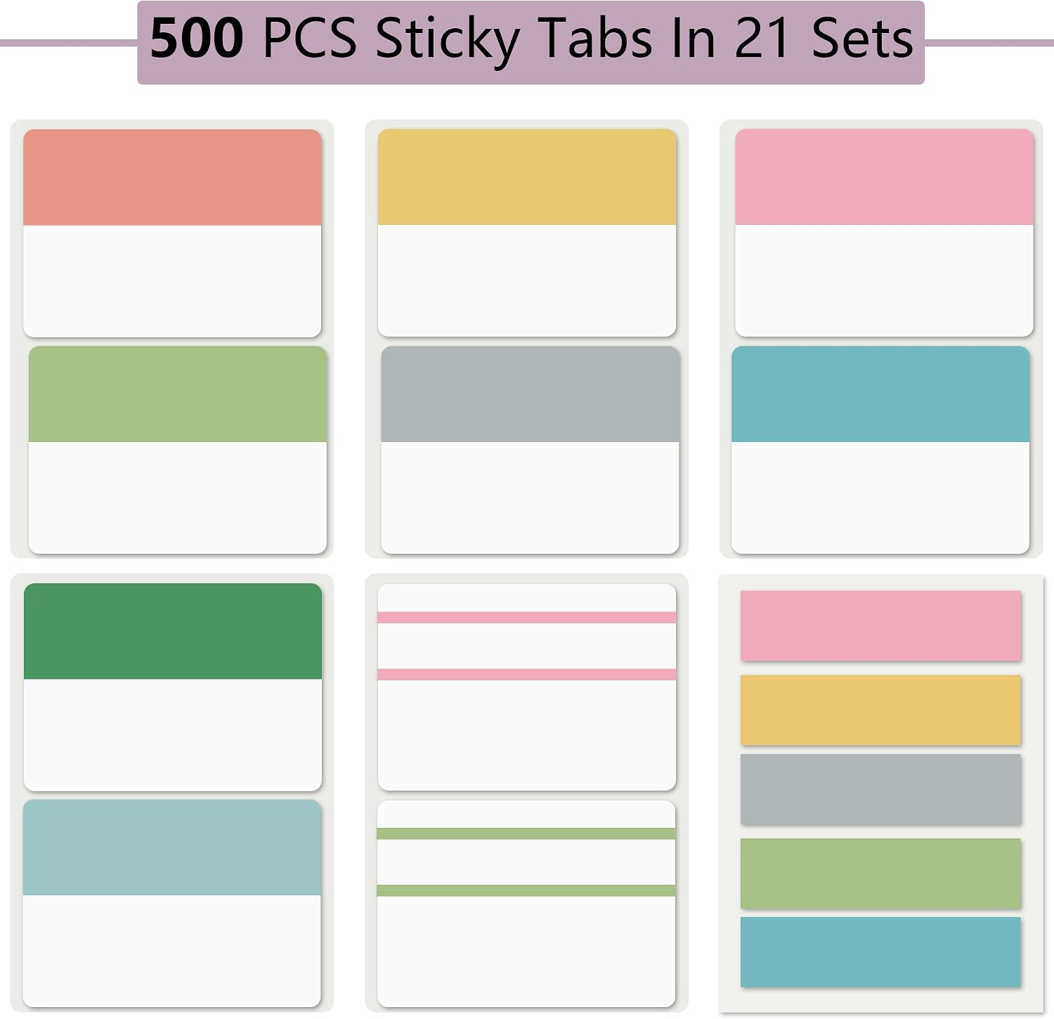 ELII 500 PCS Tabs 2 Inch Book Tabs Sticky Index Tabs,File Tabs