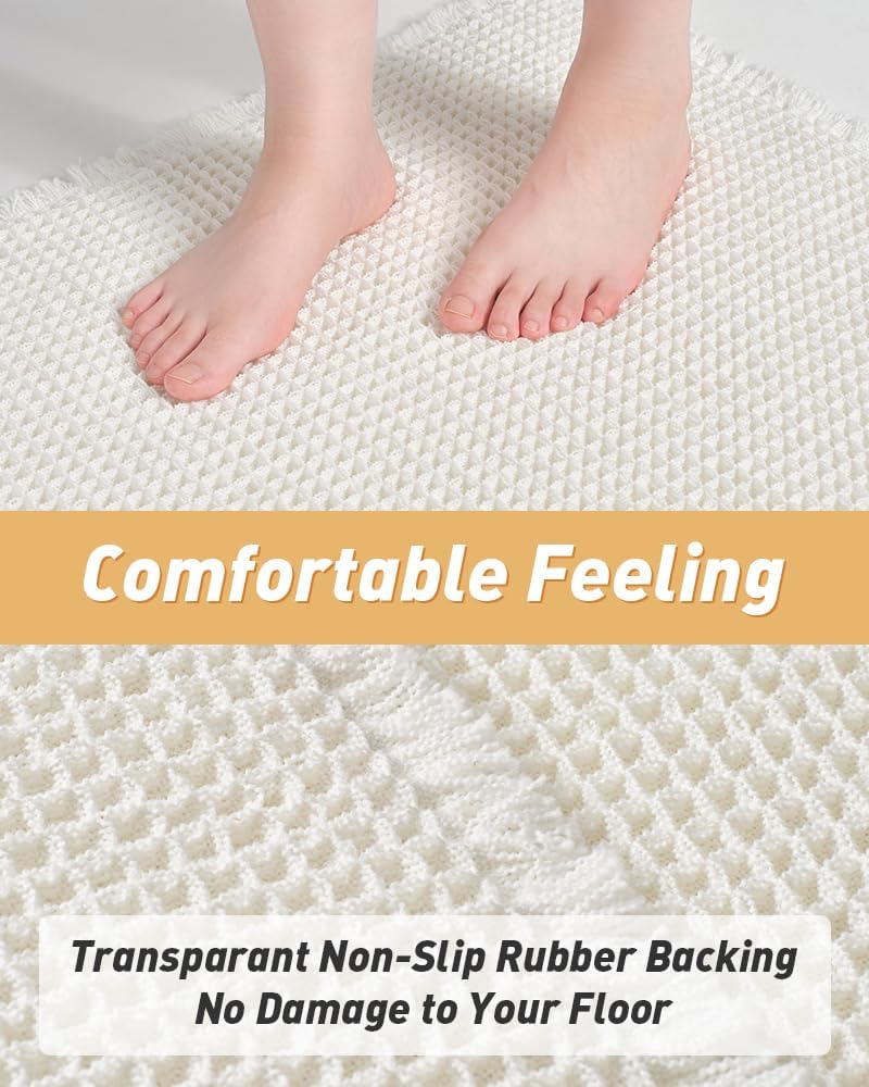 Upgraded Waffle Bath Mat Ultra Absorbent Non Slip Bathroom Mat, 17" x 24"
