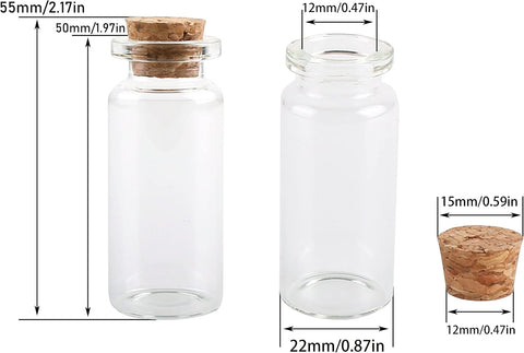 MaxMau 24PCS 10ml Glass Bottles Mini Vials with Cork Stoppers for DIY Decor