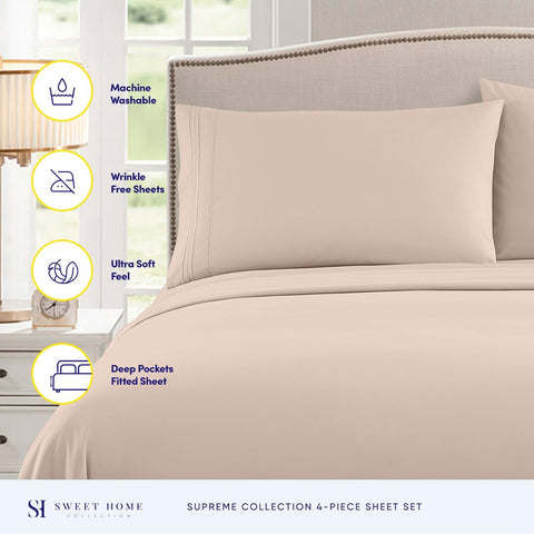 1800 Thread Count Sheet Set – Soft Egyptian Quality Brushed Microfiber Sheets – Luxury Bedding Set with Flat Sheet, Fitted Sheet, 2 Pillow Cases, Queen