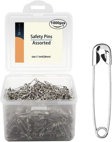 Safety Pins, 1000 Pieces - 1.1 Inch Safety Pins Clothing Clips Tool 28mm Decorative Assorted, Metal Sewing Accessories Kit