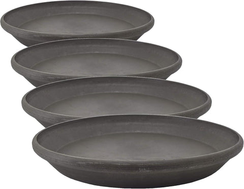 PSW Pot Collection AP35DC 14-inch Plastic/Stone/Wood Composite Plant Saucer Drip Tray – No Drainage Hole (Drillable), Indoor/Outer Water Tray, Dark Charcoal