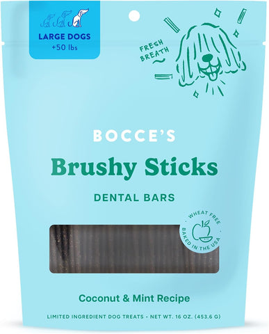 Bocce's Bakery Brushy Sticks Dog Dental Treats, Large Breeds (16 oz)